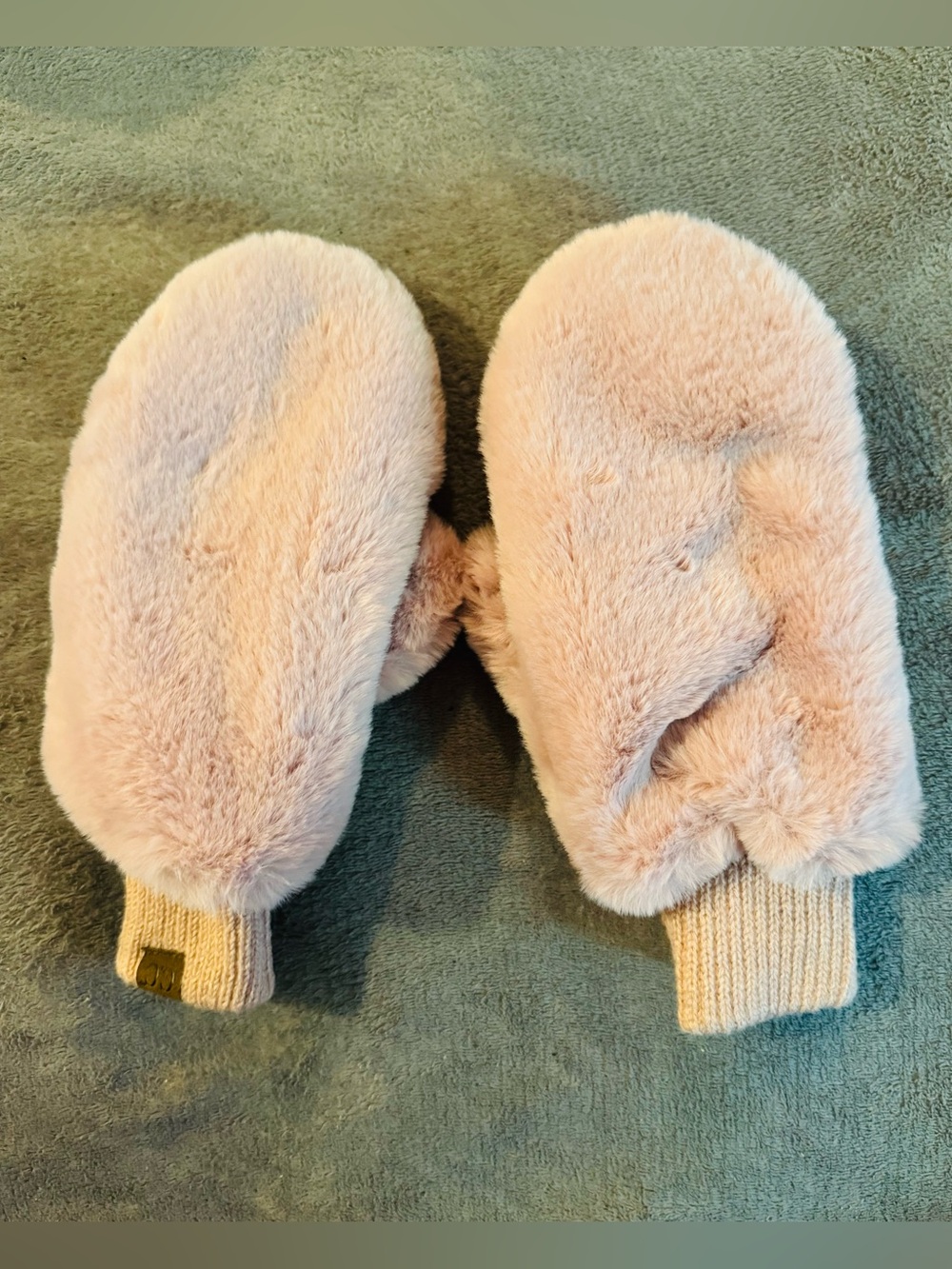 C.C Pink Faux Fur Mittens